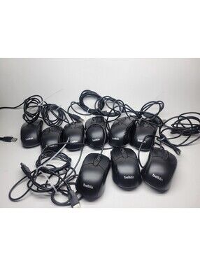 Lot of 9 Belkin 3 Button Scroll Wheel Optical Mouse F5M010QBLK